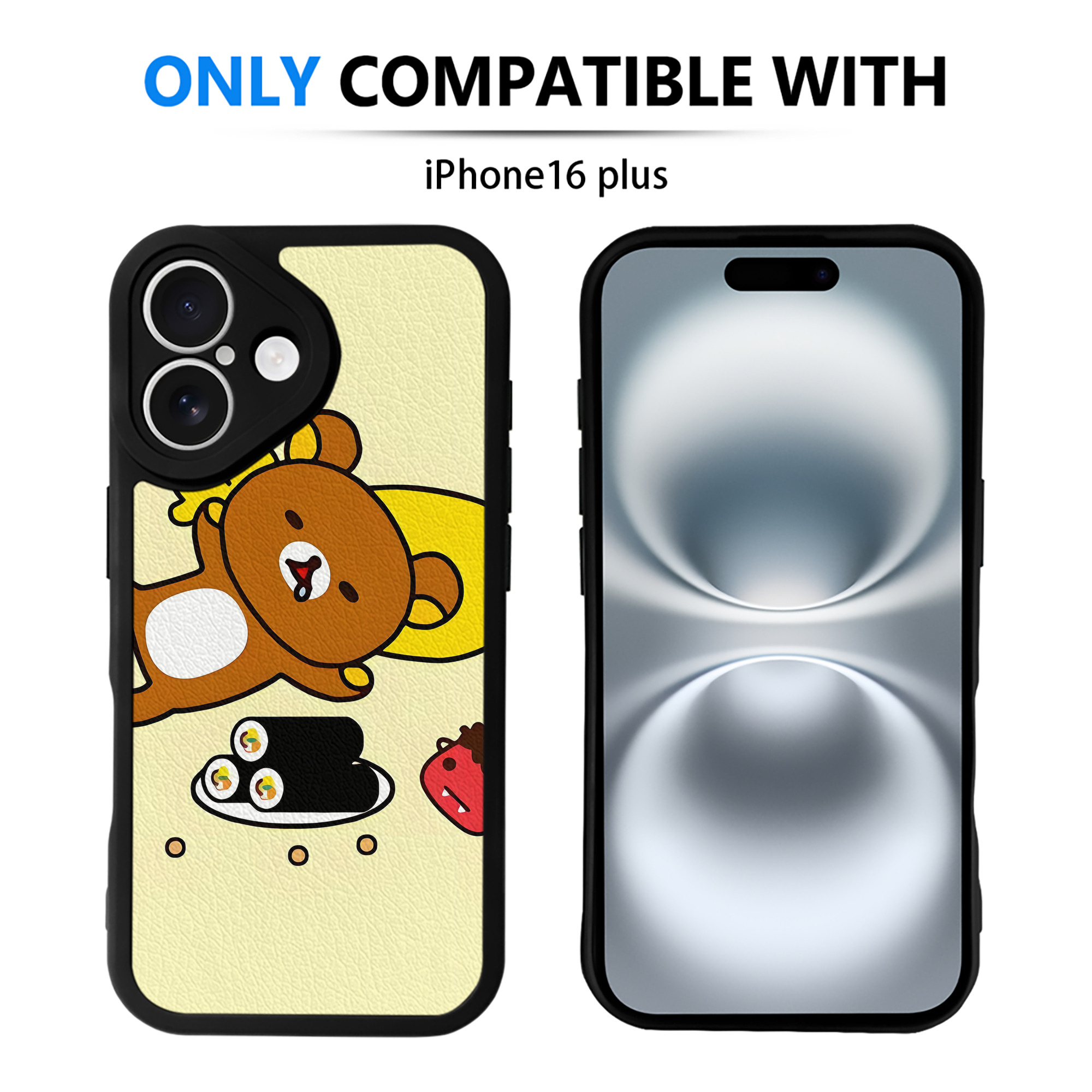 （画像用） リラックマ リラックマ キイロイトリ Rilakkuma Korilakkuma Kiiroitori 【iPhone 16シリーズ対応】シリコンスマホケース（レザー調） 材質：シリコン